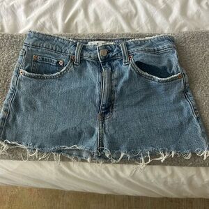Custom Daze Denim Mini Skirt with Frayed Hem
